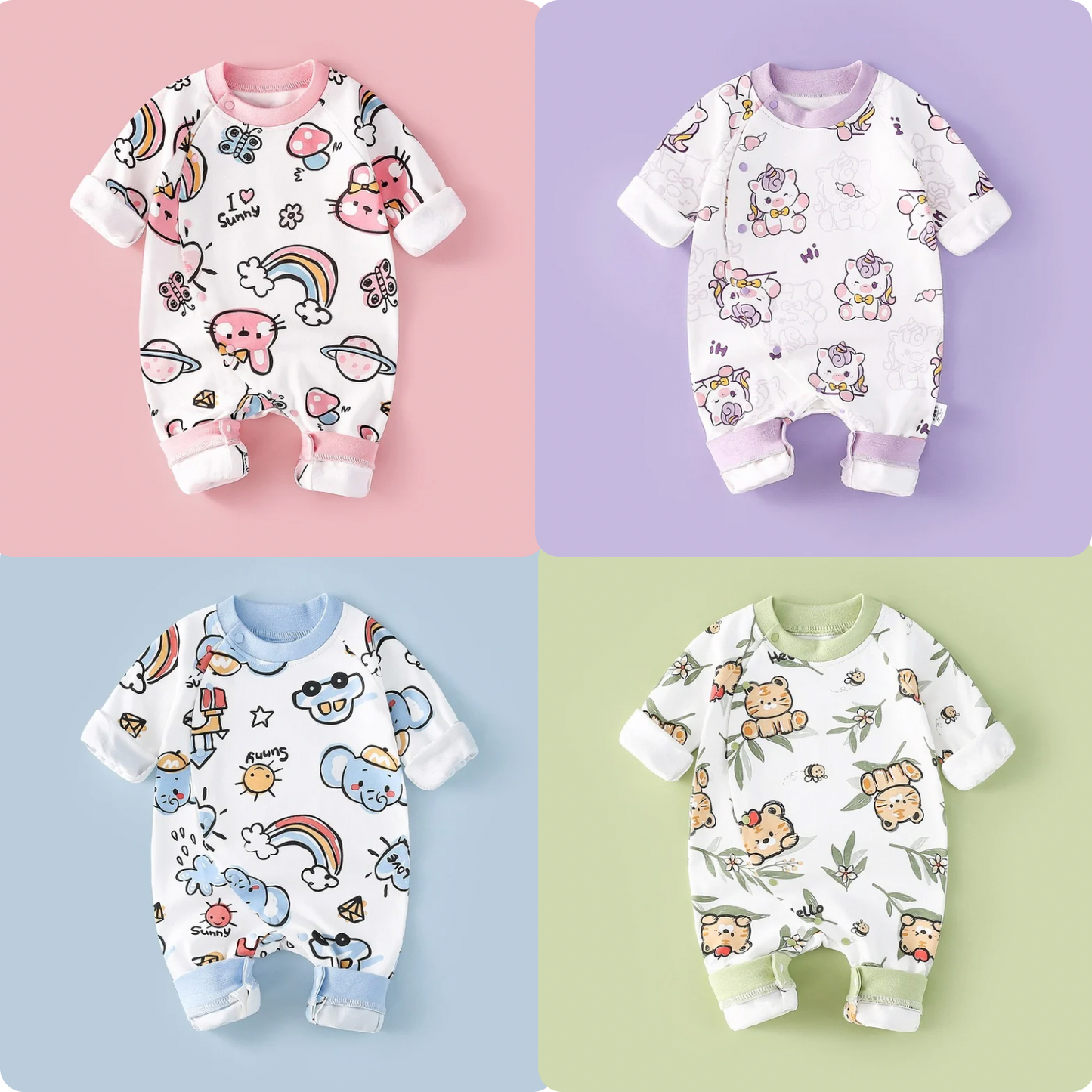 可爱卡通长袖连体衣 0-24M