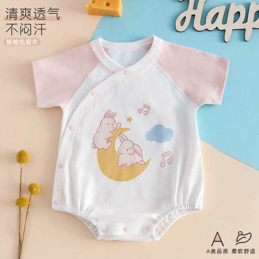 短袖粉小兔包屁衣