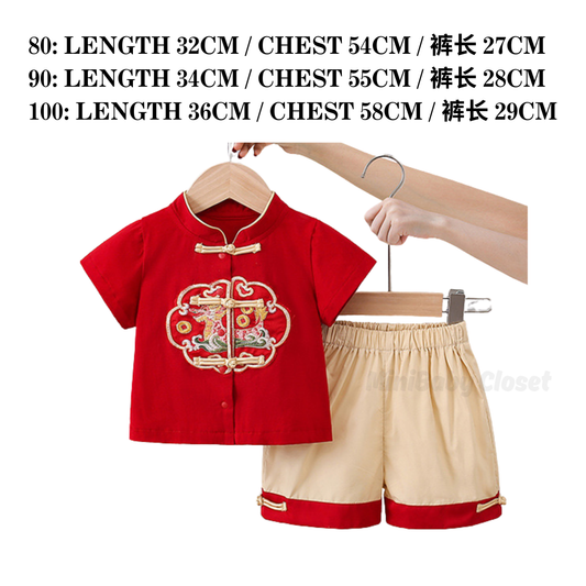 🧨短袖衣 金色短裤 套装 80-100